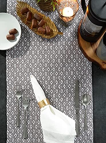 DII Farmhouse Mini Diamond Braided Table Runner, 15x108, Gray