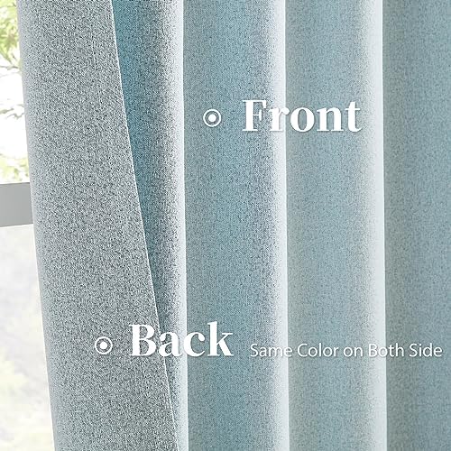 KEQIAOSUOCAI Full Shading Blackout Linen Curtains Set, Pair of Energy