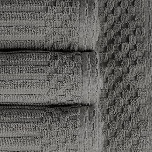 SUPERIOR Cotton 12-Piece Solid and Ribbed Towel Set, Face Towels 13” x