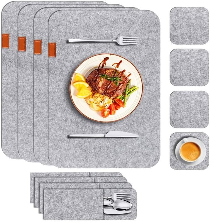 HERCHR Placemats Set of 24, Placemat with Coasters Tableware Bag Heat