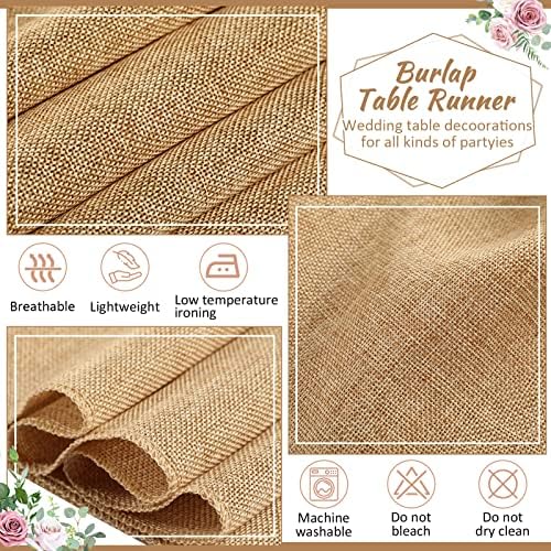 Chumia 24 Pcs Burlap Table Runners 12 x 43 Inch, Rustic Jute Khaki