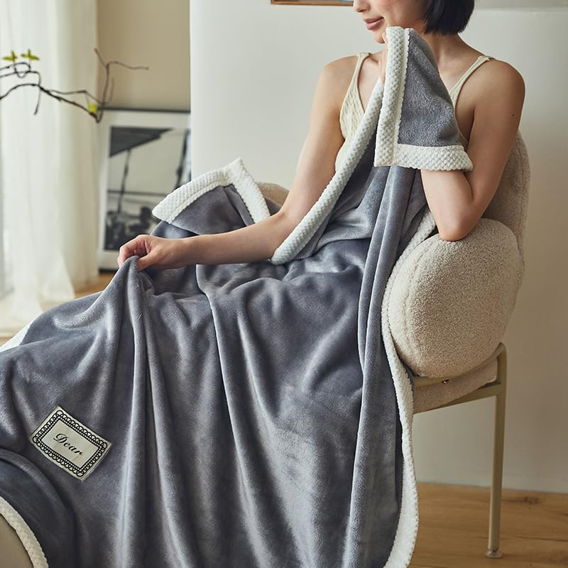 Fleece Bed Blanket Throw, Double-Sided Brushed Flannel, Lightweight