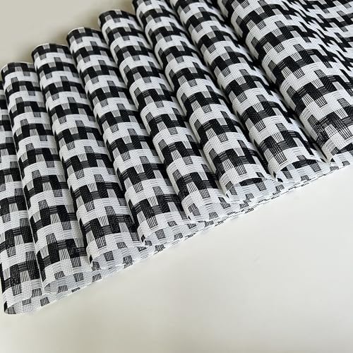 WAZAIGUR Placemats Set of 8, Woven Vinyl Table Placemats, Black White