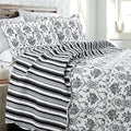 Cozy Line Home Fashions French Medallion Black White Grey Rose Flower