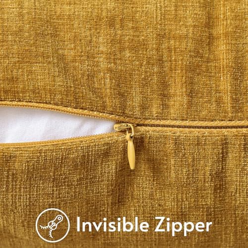 OTOSTAR Pack of 2 Throw Pillow Covers 20x20 Inch Soft Chenille Gold