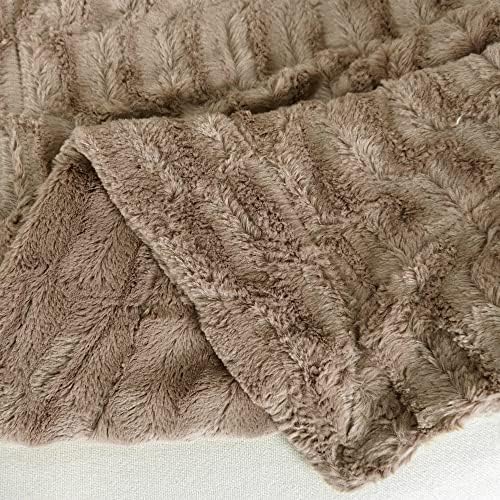 Home Soft Things Brown Saga Double Sided Faux Fur Throw, 50" x 60"