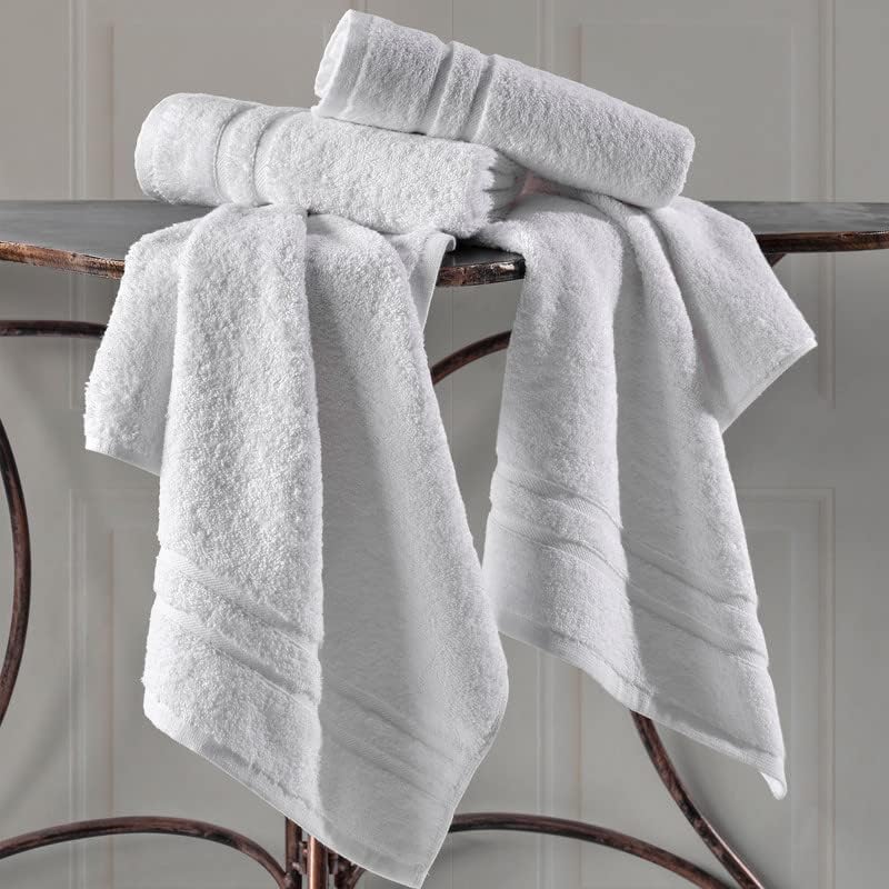 Hawmam Linen Hand Towels for Bathroom, Turkish Cotton, 4 Pack, White