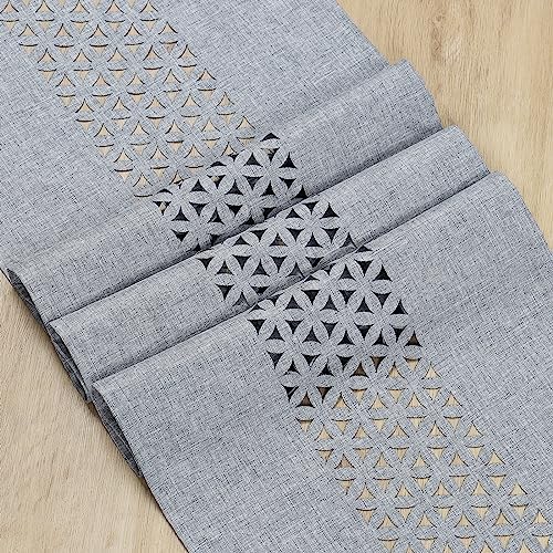 Grey Geometric Hollow Table Runner 14x72 Rustic Table Runners Home