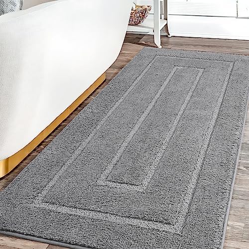 HOMORE Grey Bathroom Rug 24x60 Inch Soft Absorbent Bathroom Runner Rug