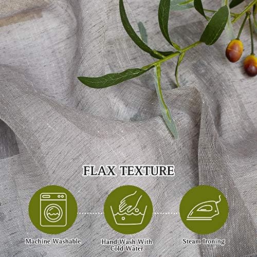 NICETOWN Sheer Curtains Flax Texture for Bedroom, Vintage Grommet Top