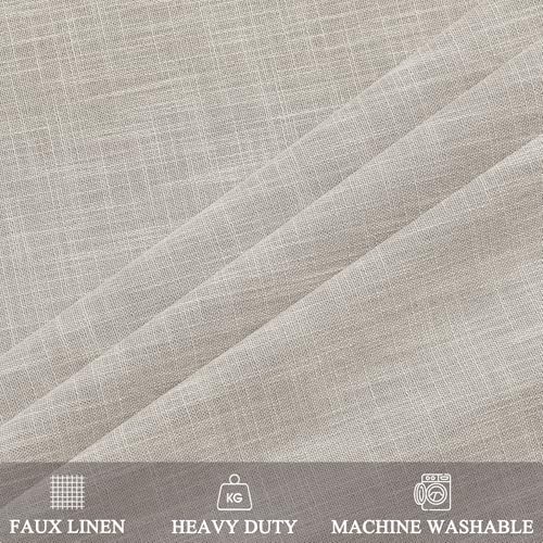 Fcosie Light Beige Extra Long Linen 100% Blackout Curtains 120 Inches