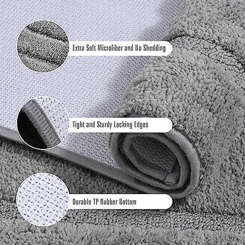 HOMORE Grey Bathroom Rug 2 Set of 24x36 Inch and 24x60 Inch Long
