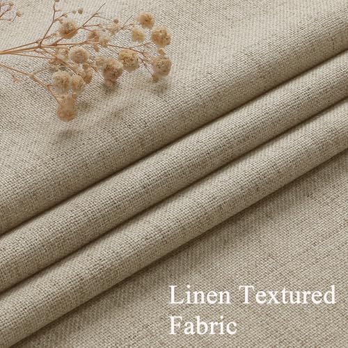 Linen Curtains 96 inch Long,Light Filtering Semi Sheer for Bedroom
