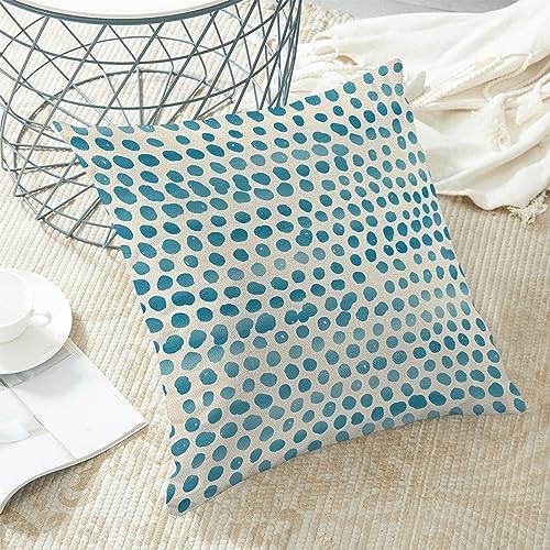CXMEIFLY Teal Pillow Covers 20x20 Inch Set of 2 Aqua Polka Dot Outdoor