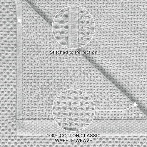 Homaxy 12 Pack 100% Cotton Kitchen Towels and Dishcloths Set, Light