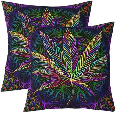 Feelyou Marijuana Weed Leaf Throw Pillow Covers for Couch Sofa Bed,Set