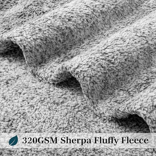 PAVILIA Sherpa Throw Blanket for Couch Sofa Bed, Heather Gray 60x80