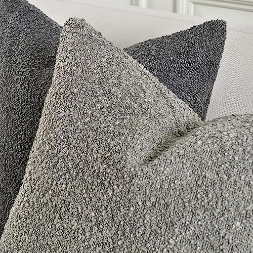 Sunkifover Textured Boucle Throw Pillow Cover 18x18 Inch, Accent Solid