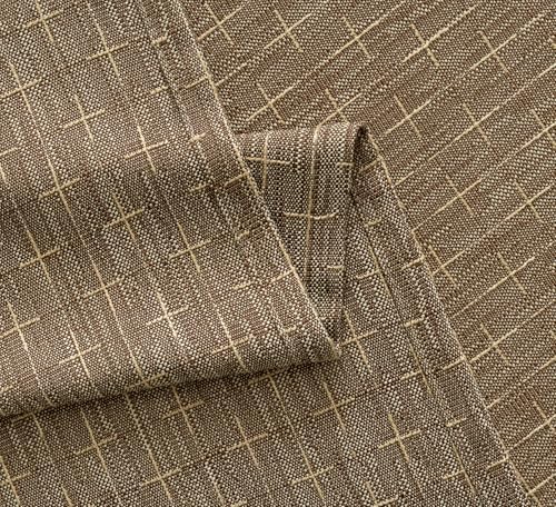 MIULEE Patterned Farmhouse Linen Curtains, Back Tab, 52Wx96L, Brown