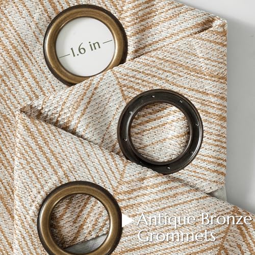 jinchan Taupe Printed Curtains Modern Jacquard Curtains with
