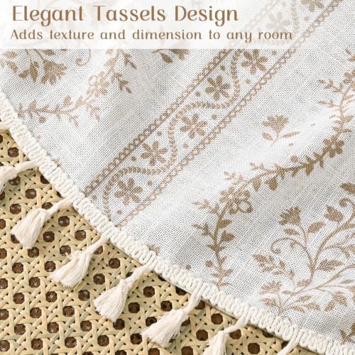Yinhua Boho Curtains for Living Room 63 Inch Length Vintage Linen