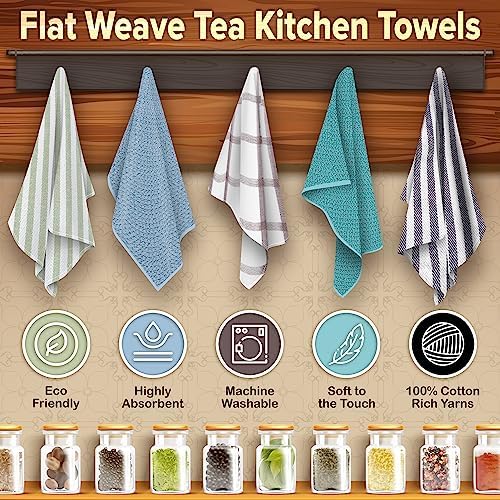 KAF Home Premium Kitchen Towels (18" x 28"), Large 100% Cotton, Flat &