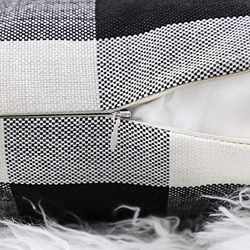 Fall Buffalo Plaid Throw Pillow Covers 12x20 Black and White Set of 2