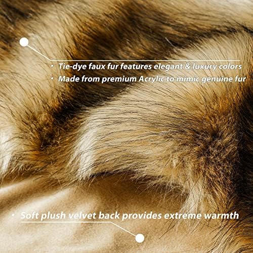 BATTILO Luxury Golden Faux Fur Throw Blanket for Bed, 60"x 80", Thick