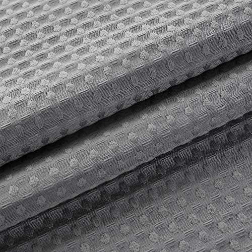 Barossa Design Waffle Weave Shower Curtain Fabric 60 x 72 Inch, Gray