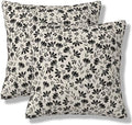Black Cream Floral Throw Pillow Covers Vintage Rustic Old Style Square