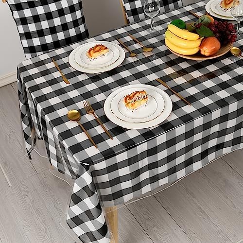 Hiasan 2 Pack Clear Plastic Tablecloth Rectangle 60 x 102 Inch, 100%