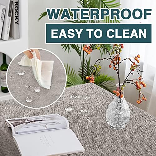 FantasDecor Linen Textured Table Cloths Rectangle Tablecloth