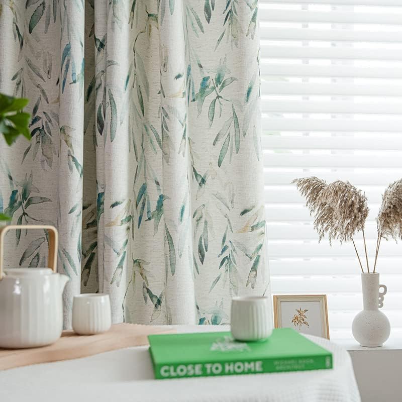 Beige White Linen Curtains 63 Inches Long for Living Room Bedroom