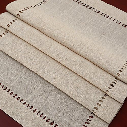 Grelucgo Handmade Hemstitched Natural Rectangle Lace Table Runners