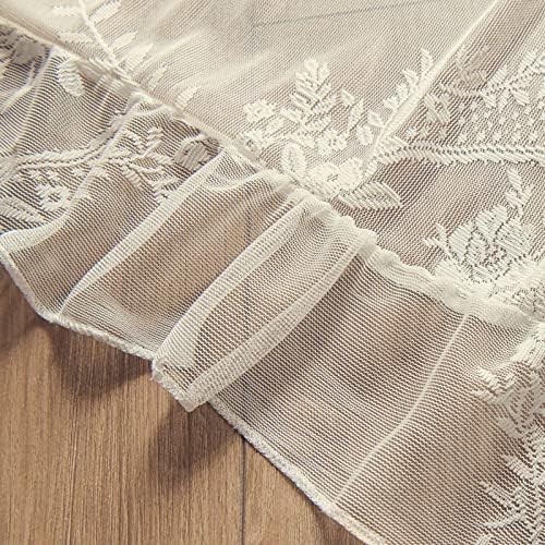 Deeprove Ivory Lace Curtains 108 inches Long 2 Panels Set, French