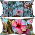 Pink Pillow Covers 12x20 Set of 2 Throw Pillows Covers Flower Outdoor