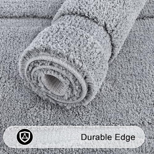 SHACOS Soft Microfiber Light Grey Bathroom Rugs Sets 2 Pieces 32x20