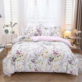 URBONUR 100% Cotton Floral Duvet Cover Set Queen Size 3-Pieces