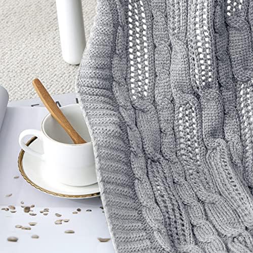 Aormenzy Cable Knit Throw Blankets 50 x 60 Inches, Soft Cozy and