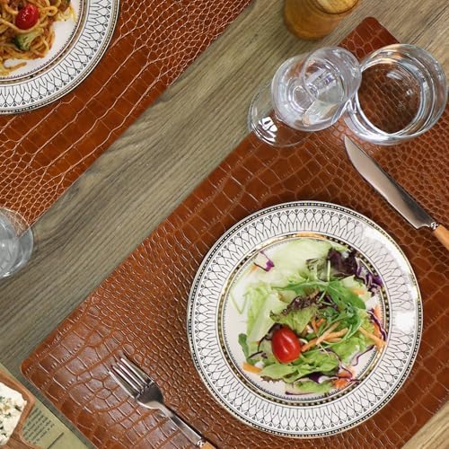 Set of 6 Faux Leather Placemats, PU Table Mats, Waterproof, Stain