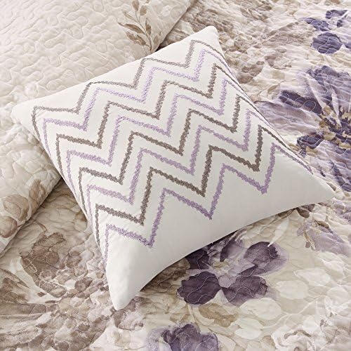 Madison Park Modern Floral Coverlet Breathable Taupe King Quilt Set