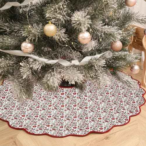 MiniInflat 60" Red Floral Christmas Tree Skirt