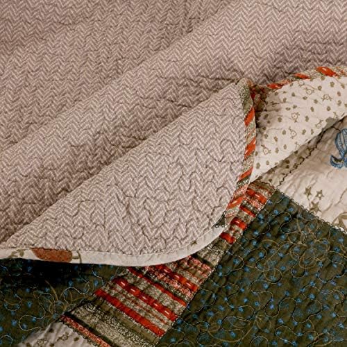 Greenland Home GL-1010GBSQ Sedona Quilt Set, 5-Piece Full/Queen, Gray