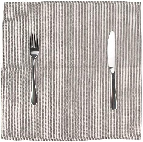 Narrow Striped Cotton Linen Blended Dinner Cloth Napkins - Set of 12