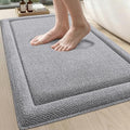 DEXI Memory Foam Bath Mat 24x17, Thick Chenille Bathroom Rug, Light