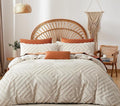 3-Pcs Luxury Tufted Duvet Cover, Beige Duvet Set, Queen XL Boho