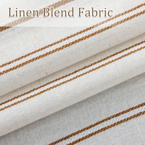 MYSKY HOME Light Brown Striped Linen Curtains for Living Room 96 Inch
