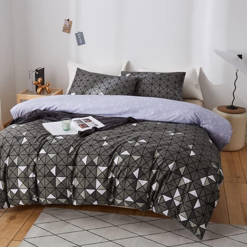 King-Size Duvet Cover Set — Luxurious Art Deco Floral Print, Soft
