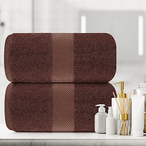 White Classic Luxury Brown Bath Sheets 2 Pack - Extra Large 35x70, 700