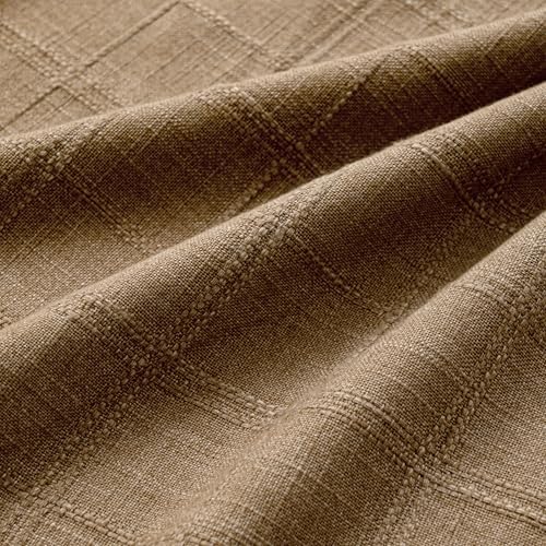 FEVERQIYI Set of 2 22x22 Brown Cotton Linen Plaid Pillow Covers